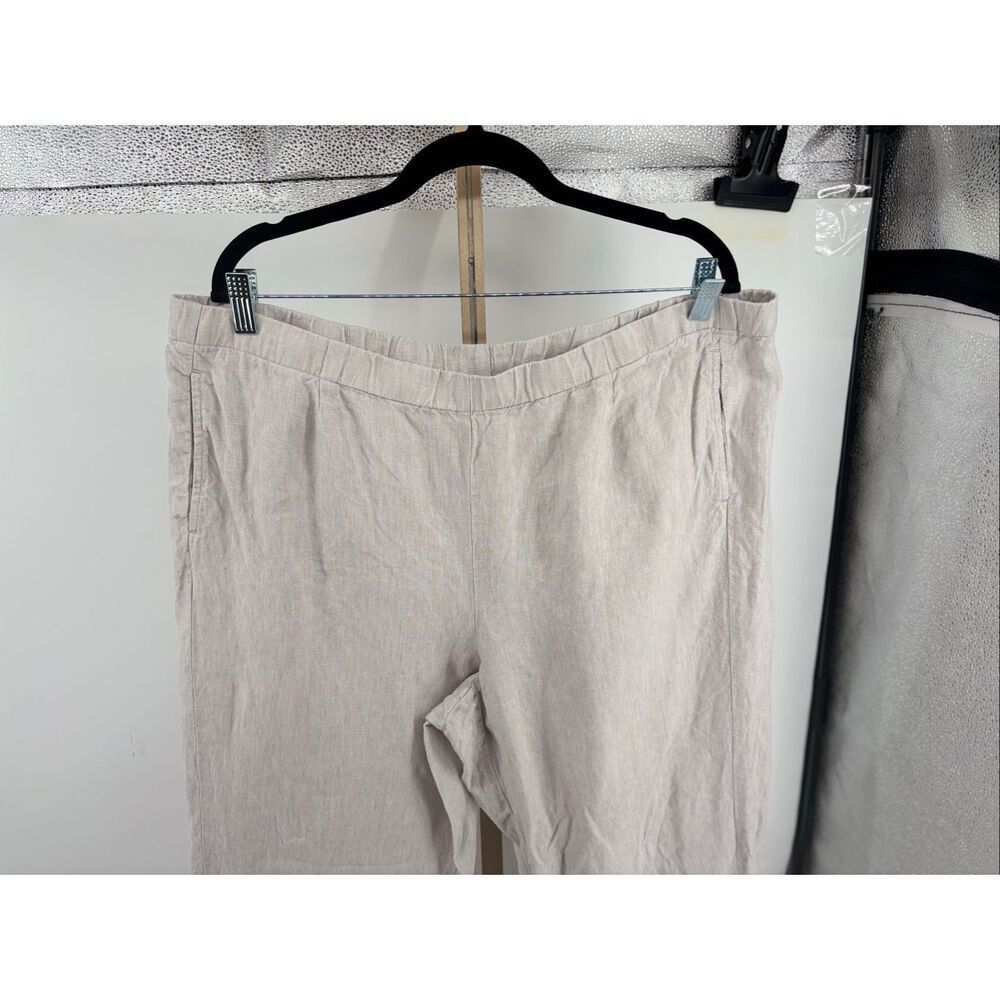 J.Jill Love Linen Natural Beige Cropped Pants Pull-On Elastic Waist Pockets XL - Picture 6 of 11